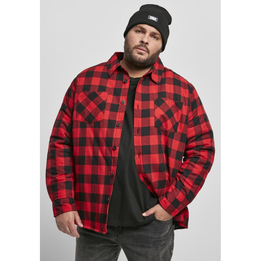 Urban Classics - Padded Check Flannel Overhemd - Zwart/Rood
